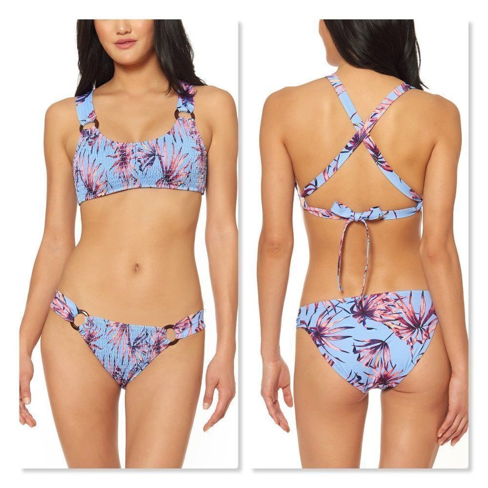 Jessica Simpson Palmy Days Smocked Bikini Set -NEW